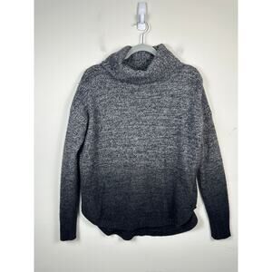 Aqua Cashmere Ombre Marled Gray  Turtleneck High Low Size Large EUC